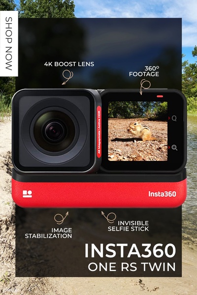 action camera, 360 camera, sports camera, adventure camera, digital camera, video camera, outdoor camera, product launch, brand awareness, outdoor, modern typography, bold, fresh, blue, red, neutral